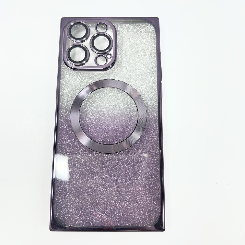 MISSCASE Phone Case iPhone 15 Pro Max Purple New Magnetic Glitter Lens Protector